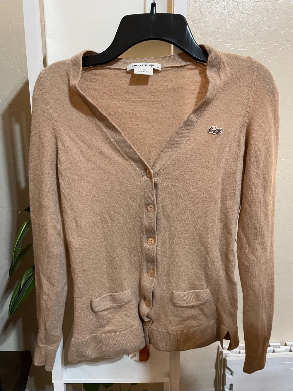 Lacoste Camel Button-Front Cardigan
